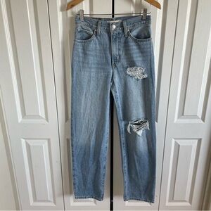 Levi’s ‘94 Baggy Jeans Womens 24 Light Wash Blue Distressed High Rise Skater EUC